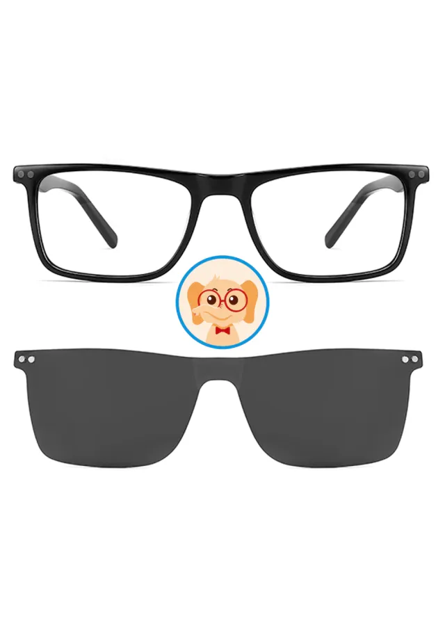 Ouyuan Clip Ons TAK9039 Occhiali da Vista Bambino Nero Acetato