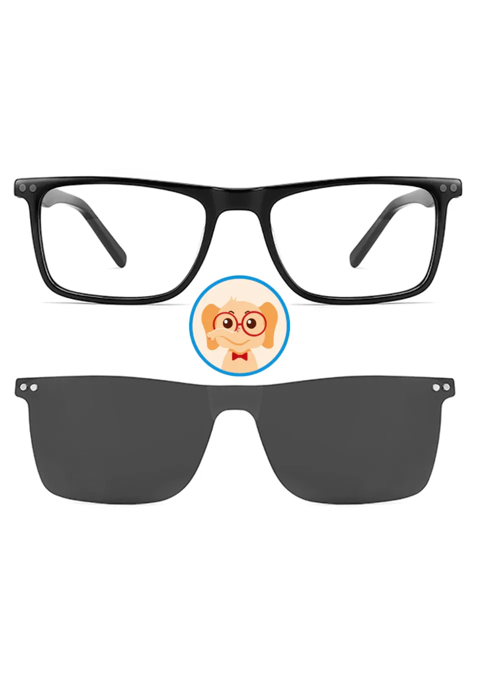 Ouyuan Clip Ons TAK9039 Occhiali da Vista Bambino Nero Acetato