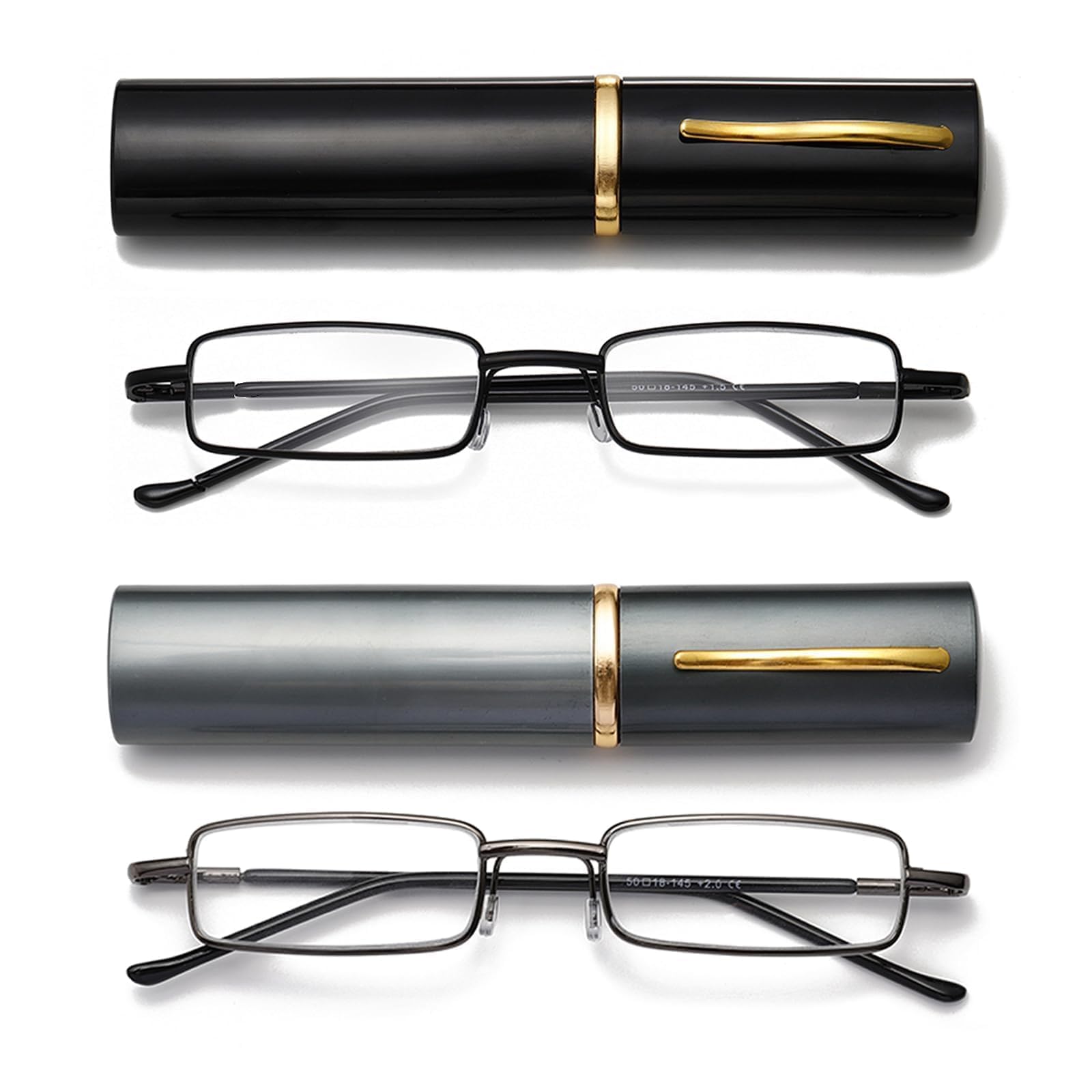 Hubeye Metal Square Occhiali Lettura 1,5 Metallo 2 Paia Anti Blu