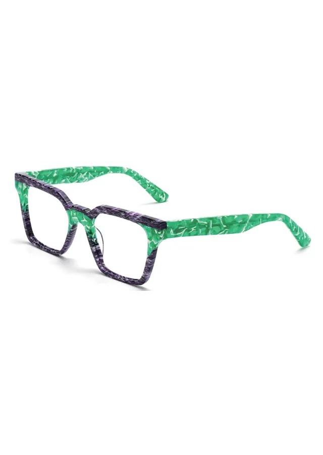 Ouyuan 503214 montatura occhiali quadrata bio-acetato multicolore