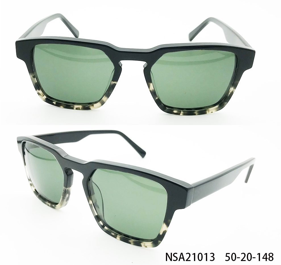 Ouyuan NSA21013 Occhiali Sole Uomo Acetato Neri 50