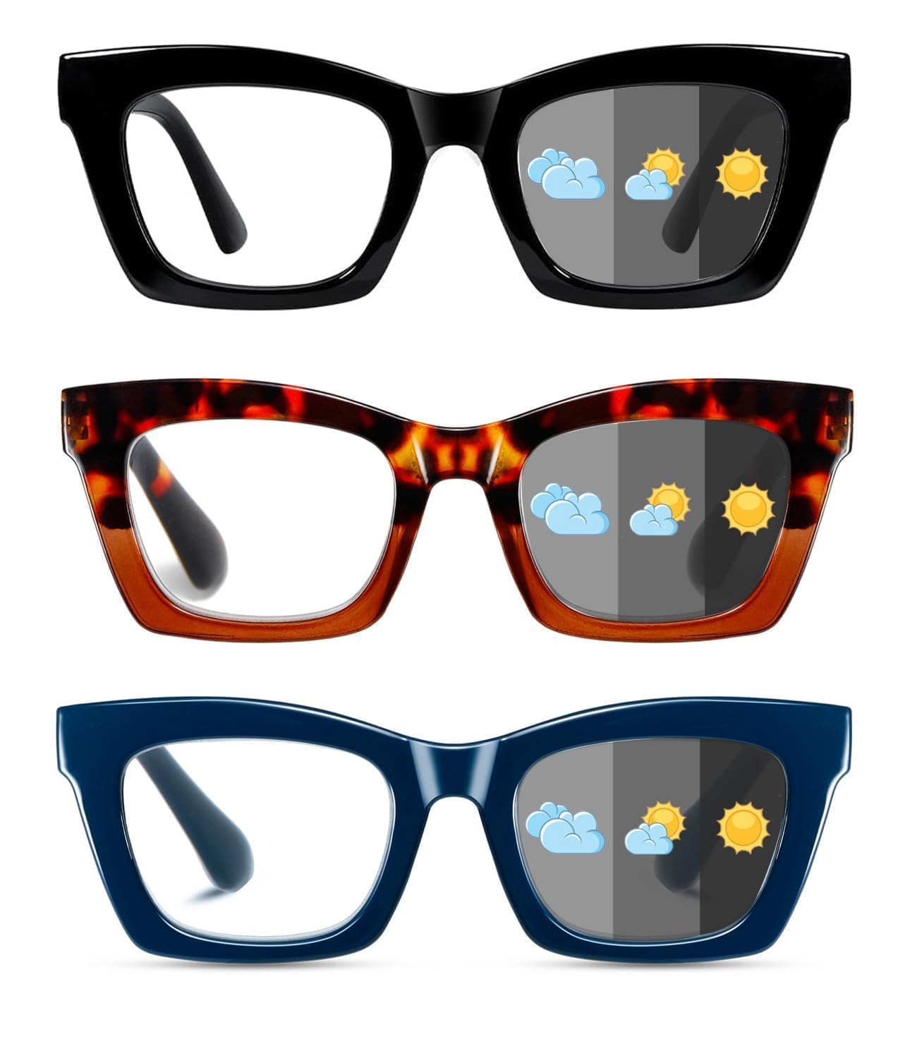 Hubeye Retro Oversized occhiali lettura +2.50 nero verde luce blu