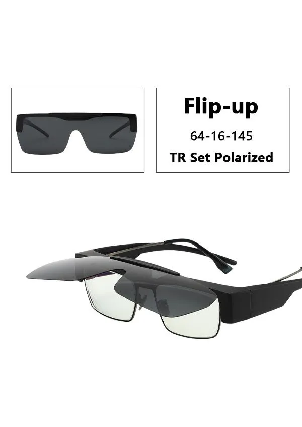 Ouyuan OY836 Clip On Occhiali Sole Nero Grigio Polarizzato