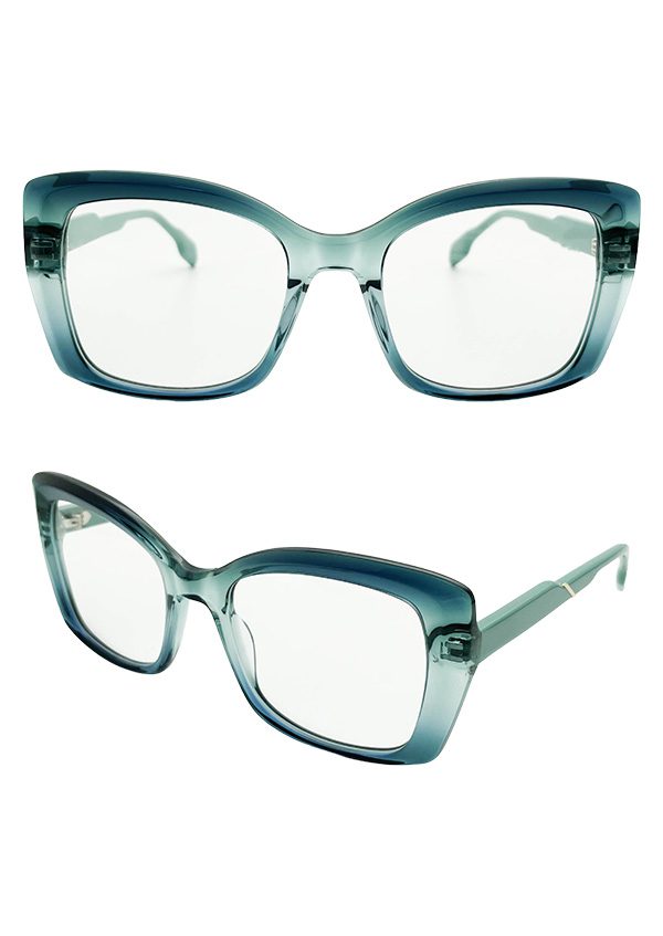 Ouyuan NOA24167 occhiali da vista farfalla acetato blu