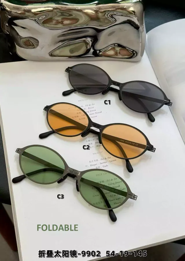 Ouyuan 9902 occhiali da sole pieghevoli gunmetal verde polarizzati