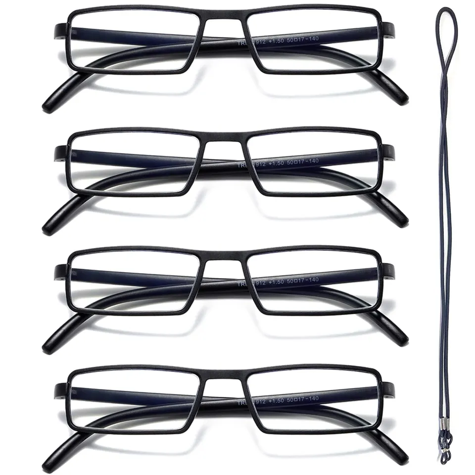 Hubeye TR90 Sports Occhiali Lettura 1,5 Neri 4 Paia Anti Luce Blu