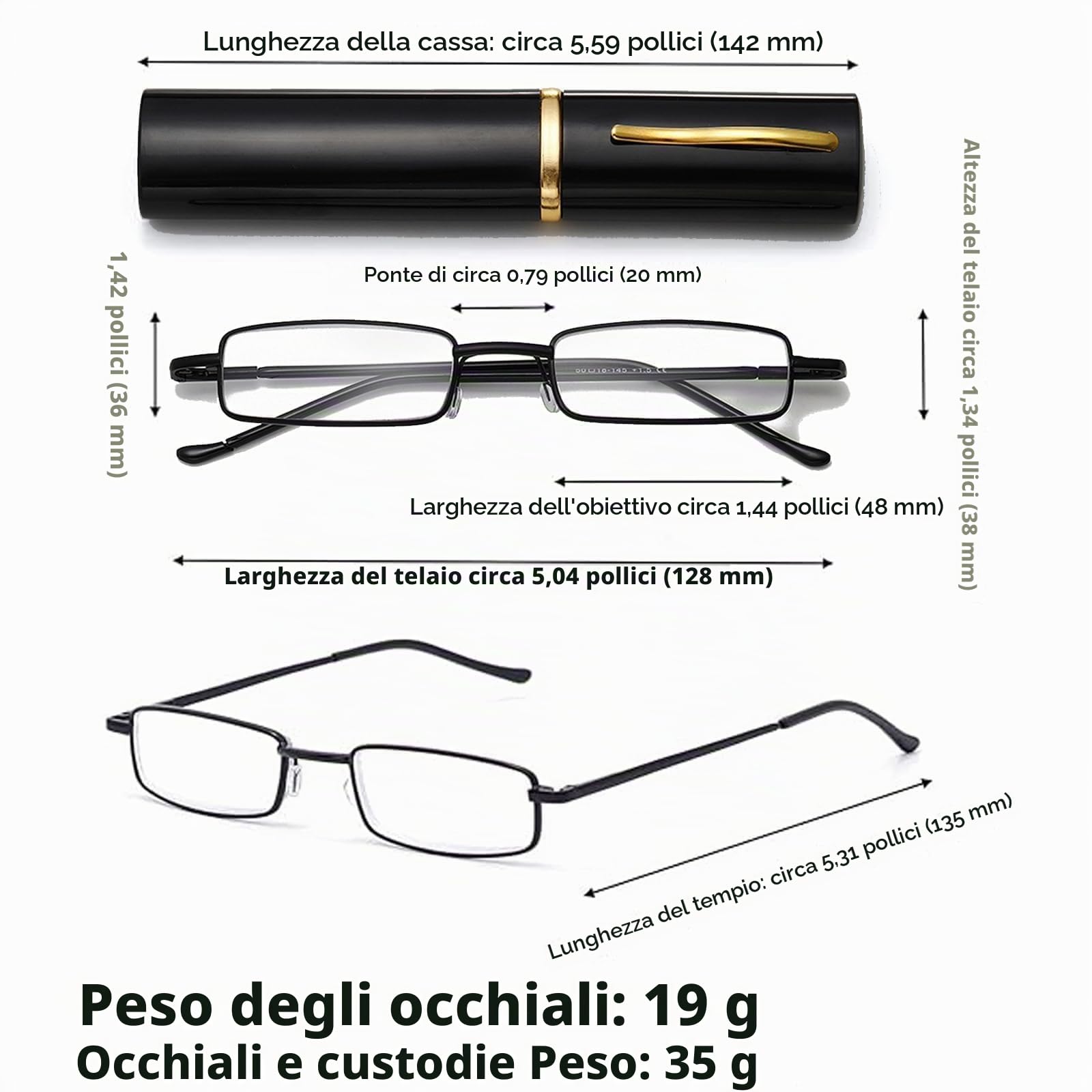 Hubeye Metal Square Occhiali Lettura 1,5 Metallo 2 Paia Anti Blu