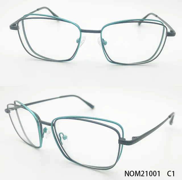 Ouyuan NOM21001 montatura occhiali acciaio donna blu verde