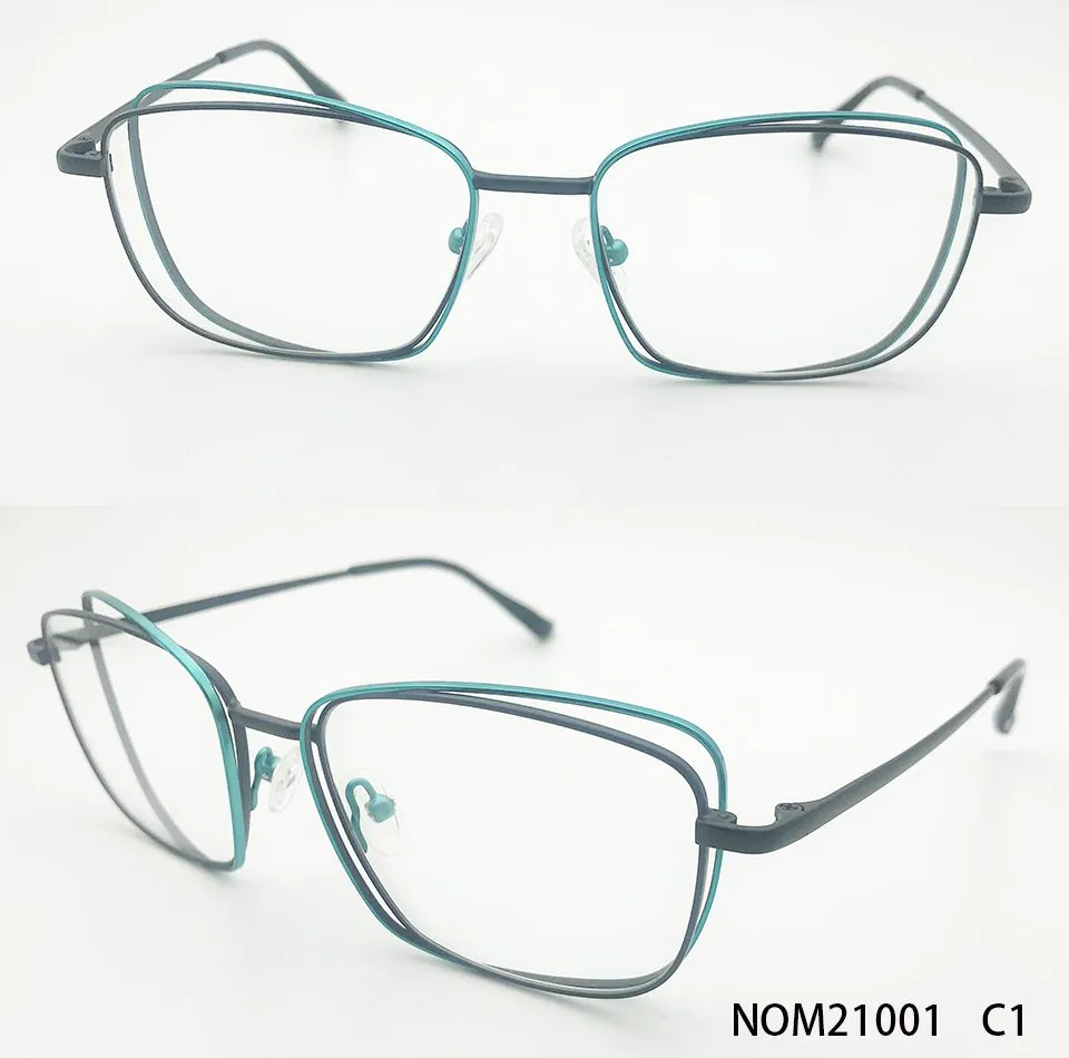 Ouyuan NOM21001 montatura occhiali acciaio donna blu verde