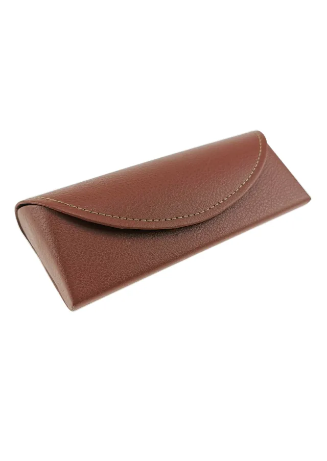 Ouyuan GC0021 custodia occhiali pelle marrone vintage