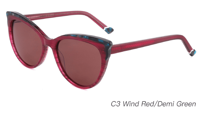 Ouyuan AS00005 occhiali da sole donna cat eye acetato colorato