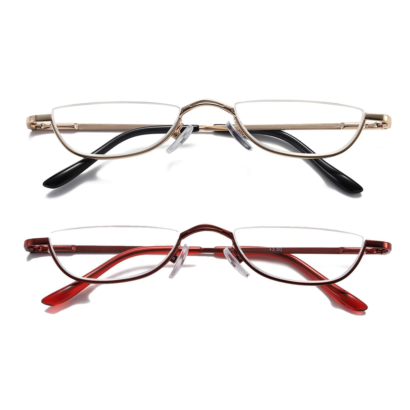 Hubeye Half Moon Reading Glasses mezzaluna 1.5 metallo 2 paia