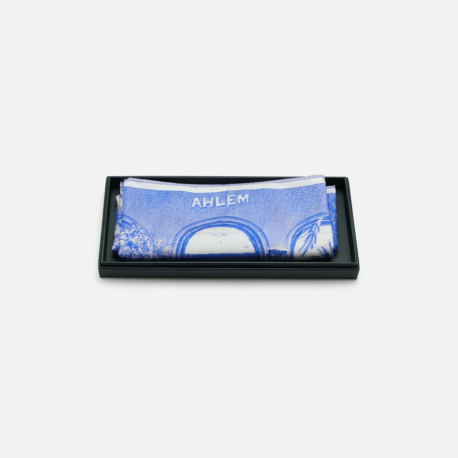 Ahlem Silk Scarf sciarpa in seta Navy 55x55 limitata