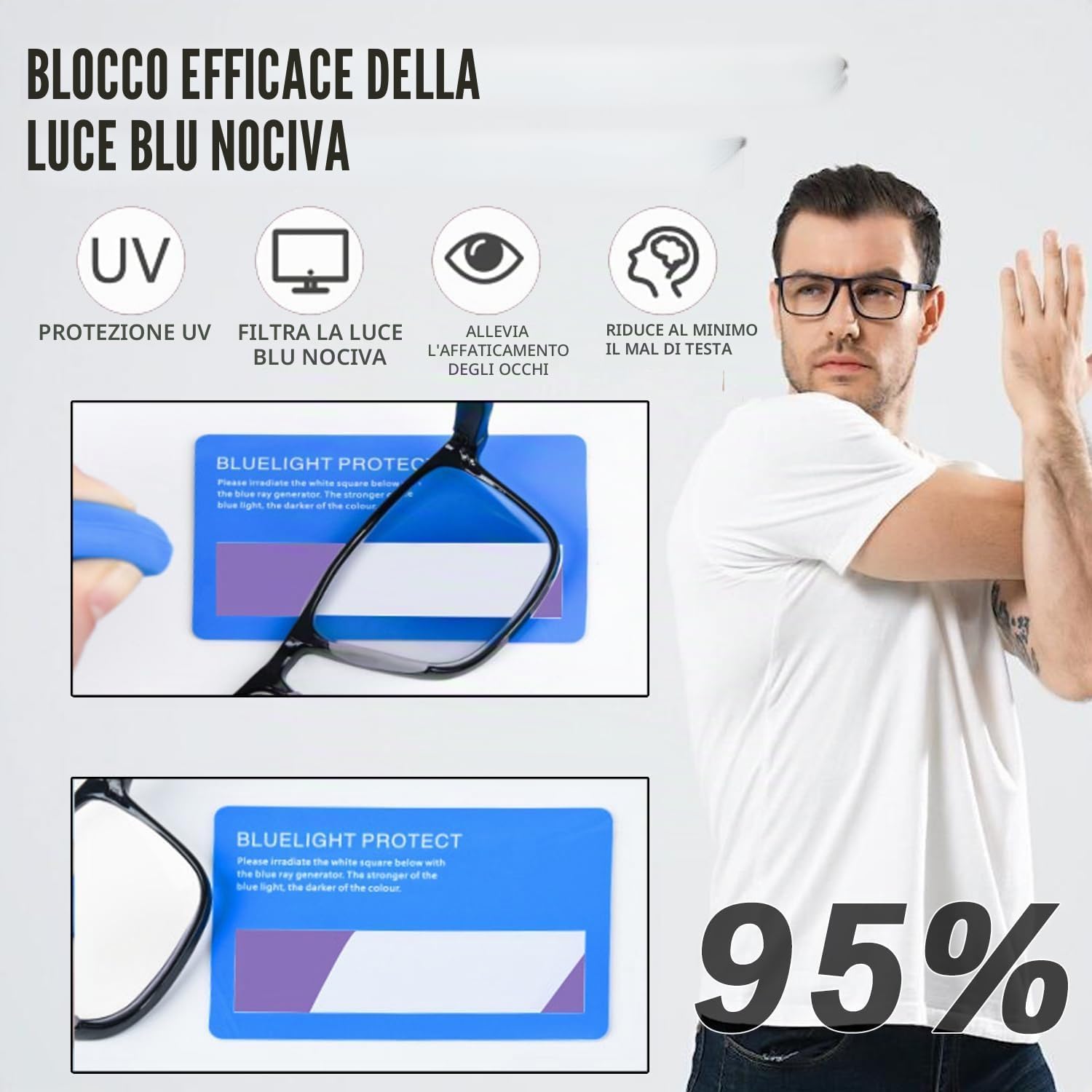 Hubeye TR90 Sports Occhiali Lettura 2,0 Quadrati 3 Paia Anti Blu