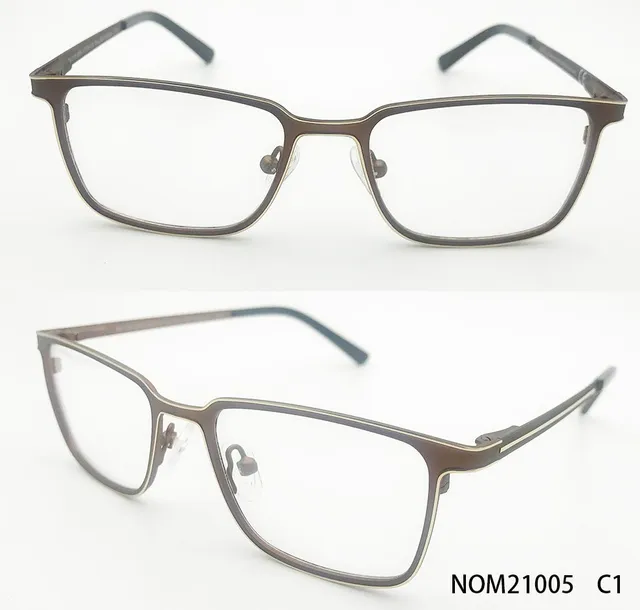 Ouyuan NOM21005 montatura uomo acciaio marrone oro