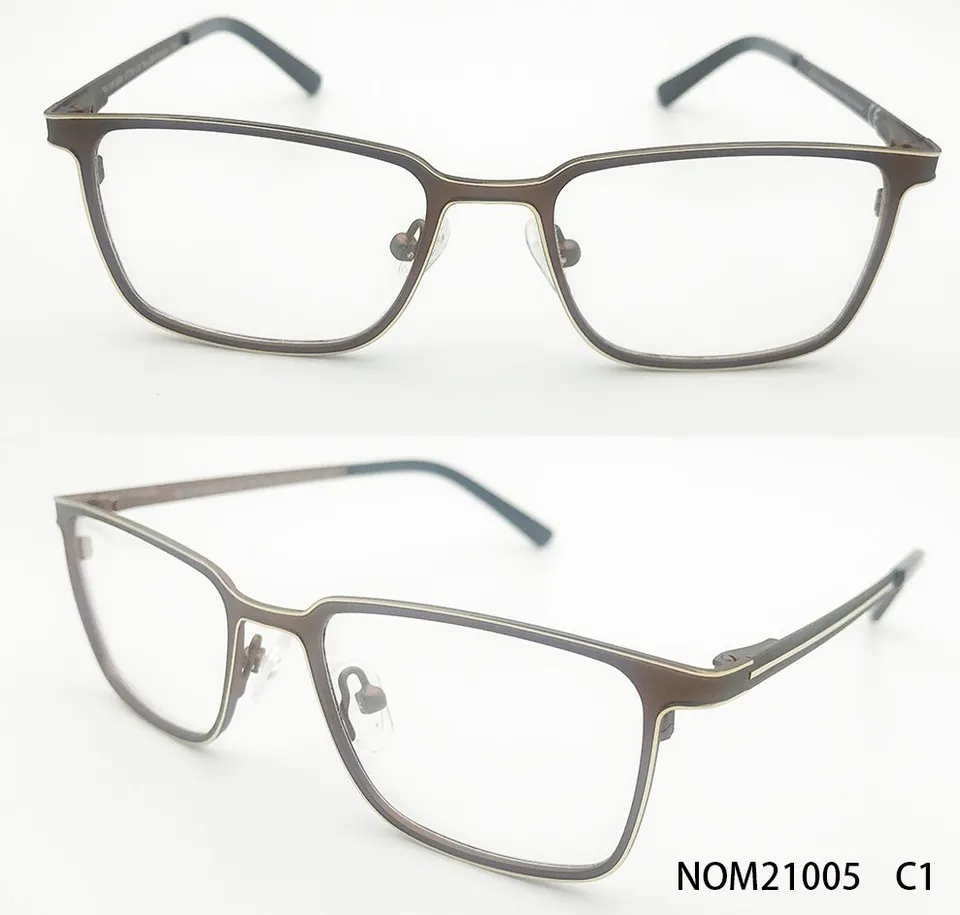 Ouyuan NOM21005 montatura uomo acciaio marrone oro