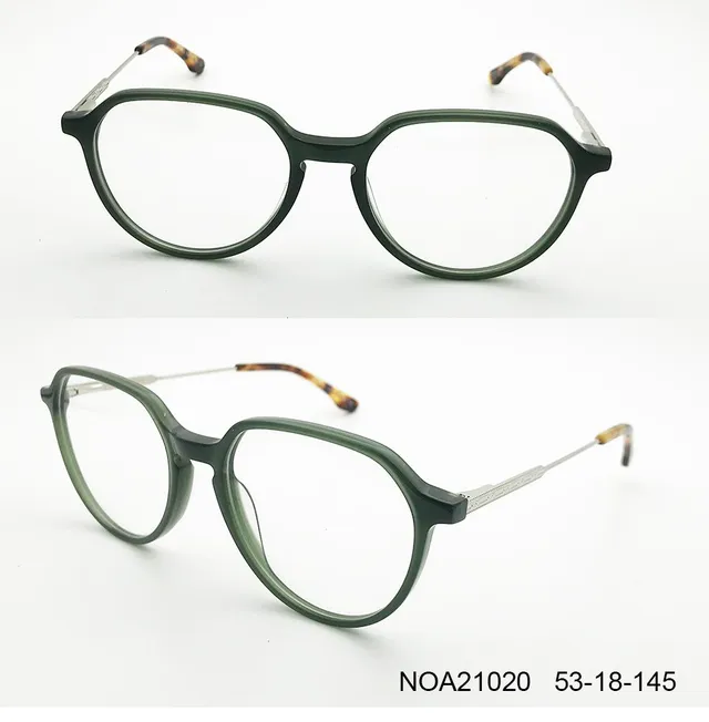 Ouyuan NOA21020 montatura occhiali ovale verde giada uomo