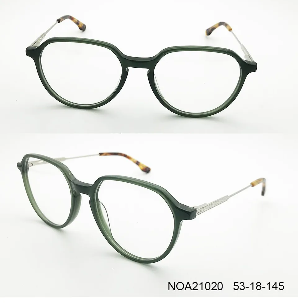 Ouyuan NOA21020 montatura occhiali ovale verde giada uomo