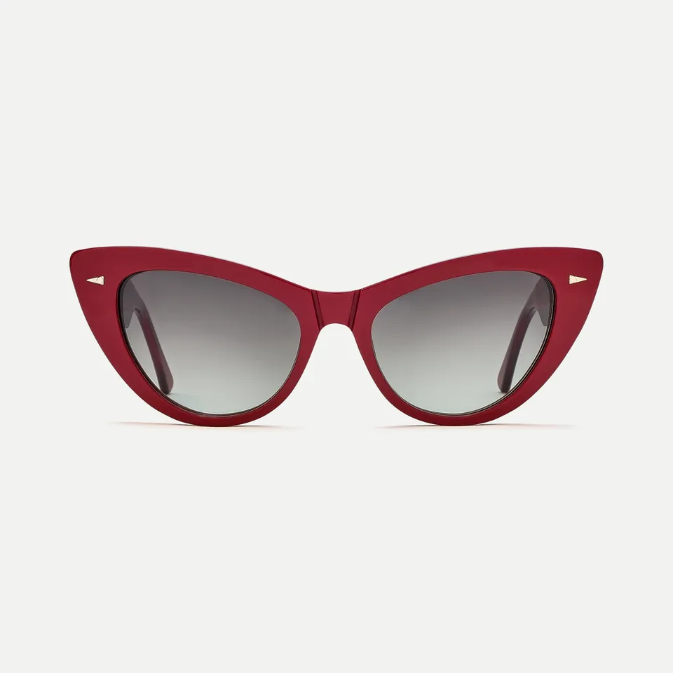 AHLEM Babylone occhiali da sole rosso verde cat eye