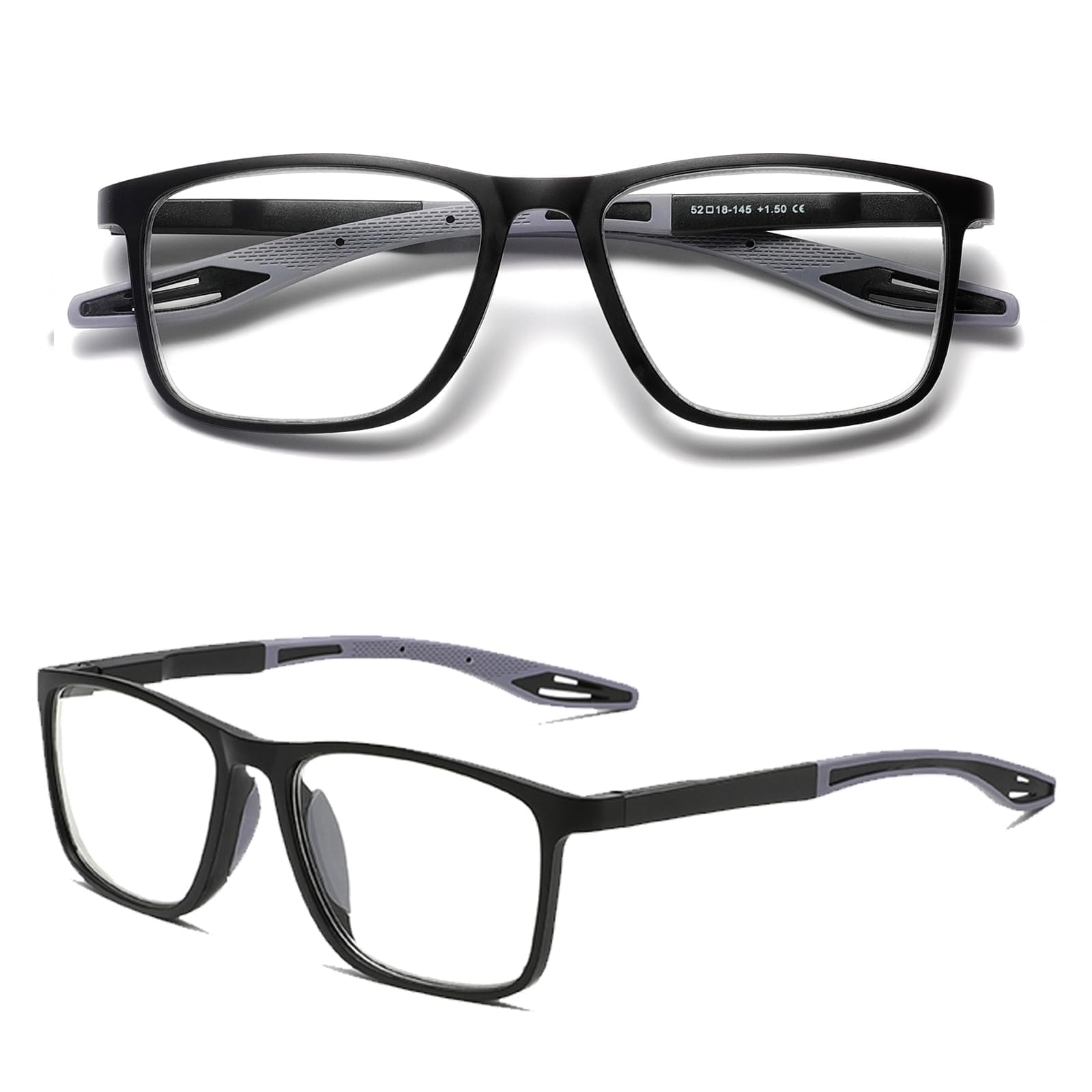 Hubeye TR90 Sports occhiali lettura sport Nero+Arancione 1.5