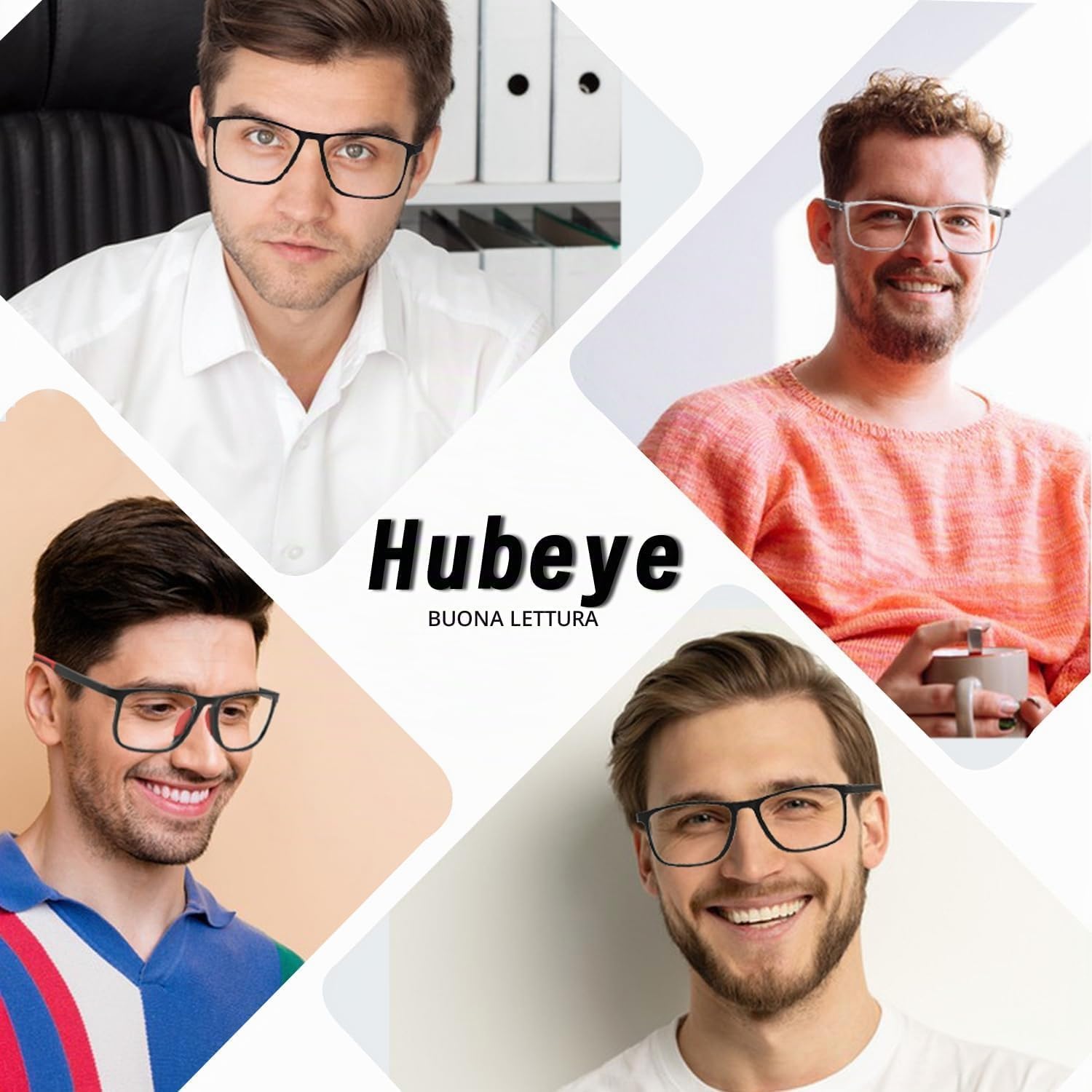 Hubeye TR90 Sports Occhiali Lettura 2,0 Quadrati 3 Paia Anti Blu