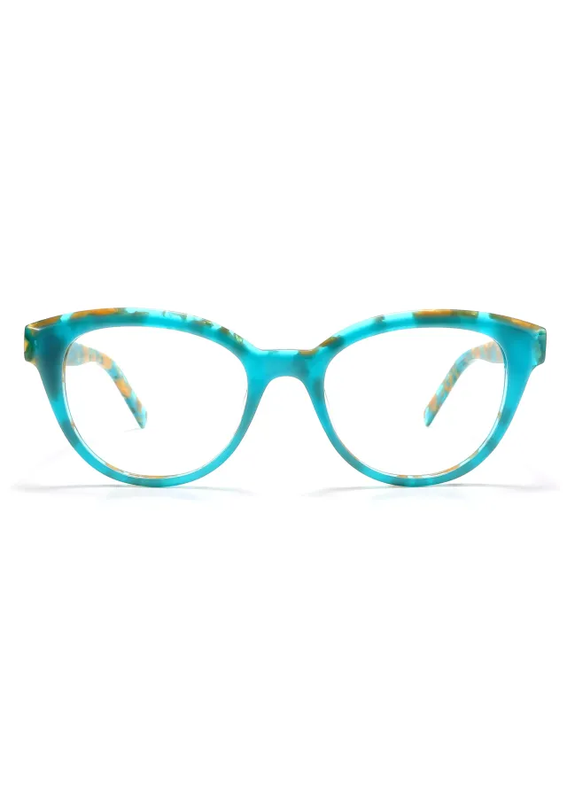 Ouyuan YD1237 montatura donna cat-eye ciano glamour
