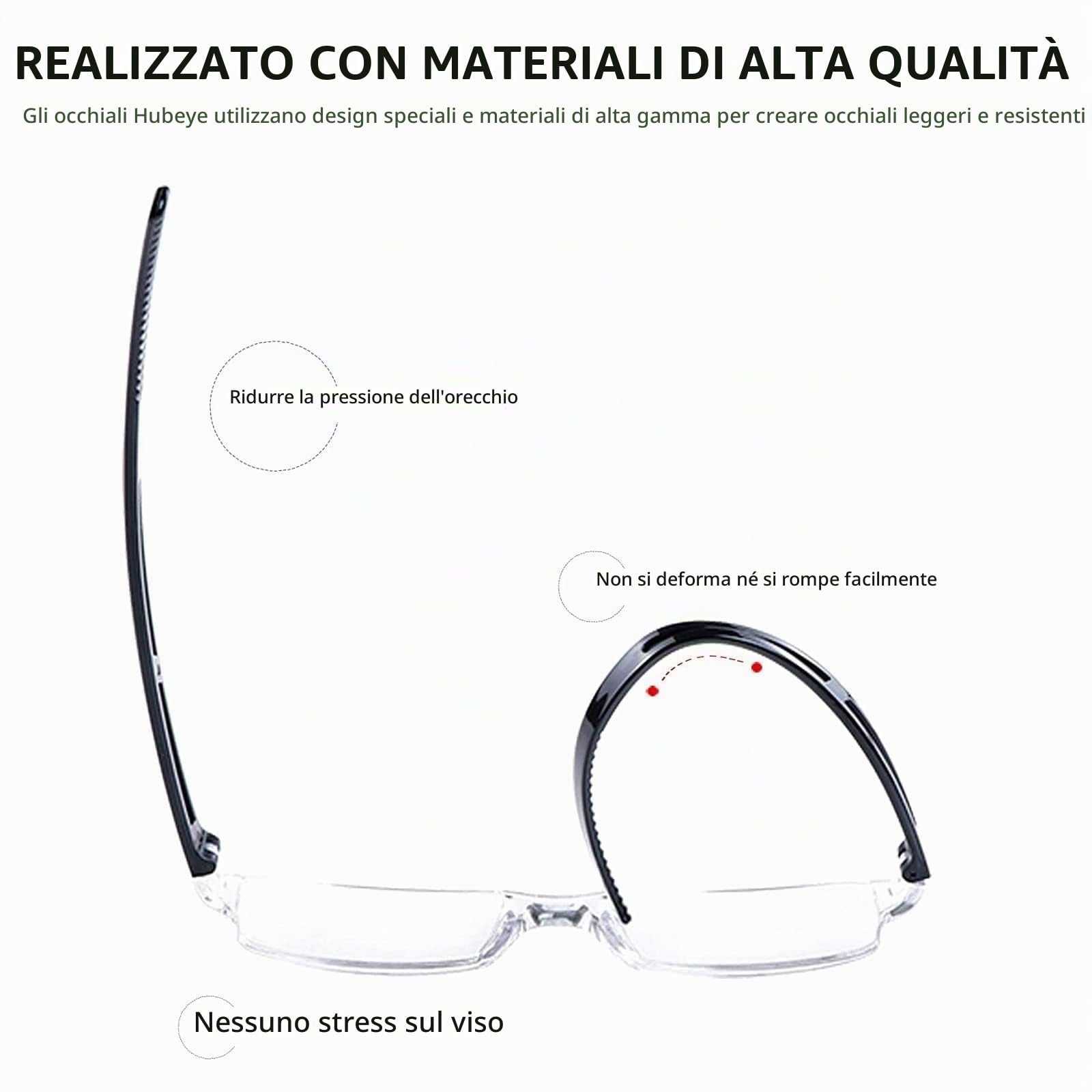 Hubeye Frameless occhiali lettura trasparenti 4 paia 2.0