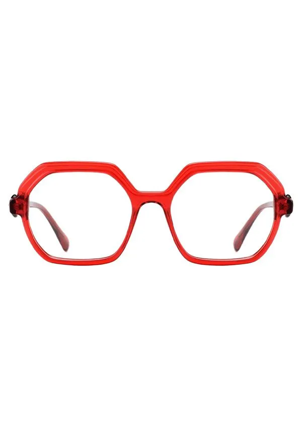 Ouyuan Glasses Frames 2205 montatura esagonale rossa