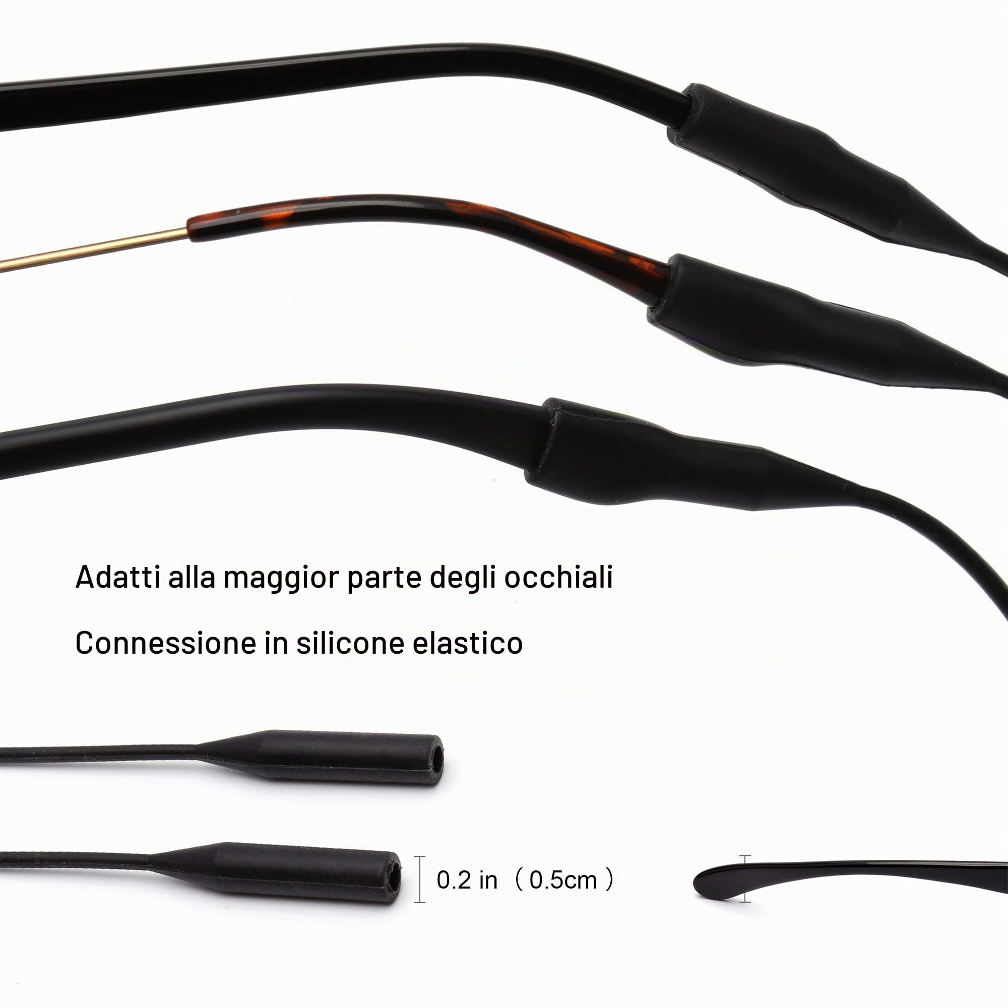 JM Custodie Accessori Occhiali Cinturino Silicone 2 Pezzi Neri