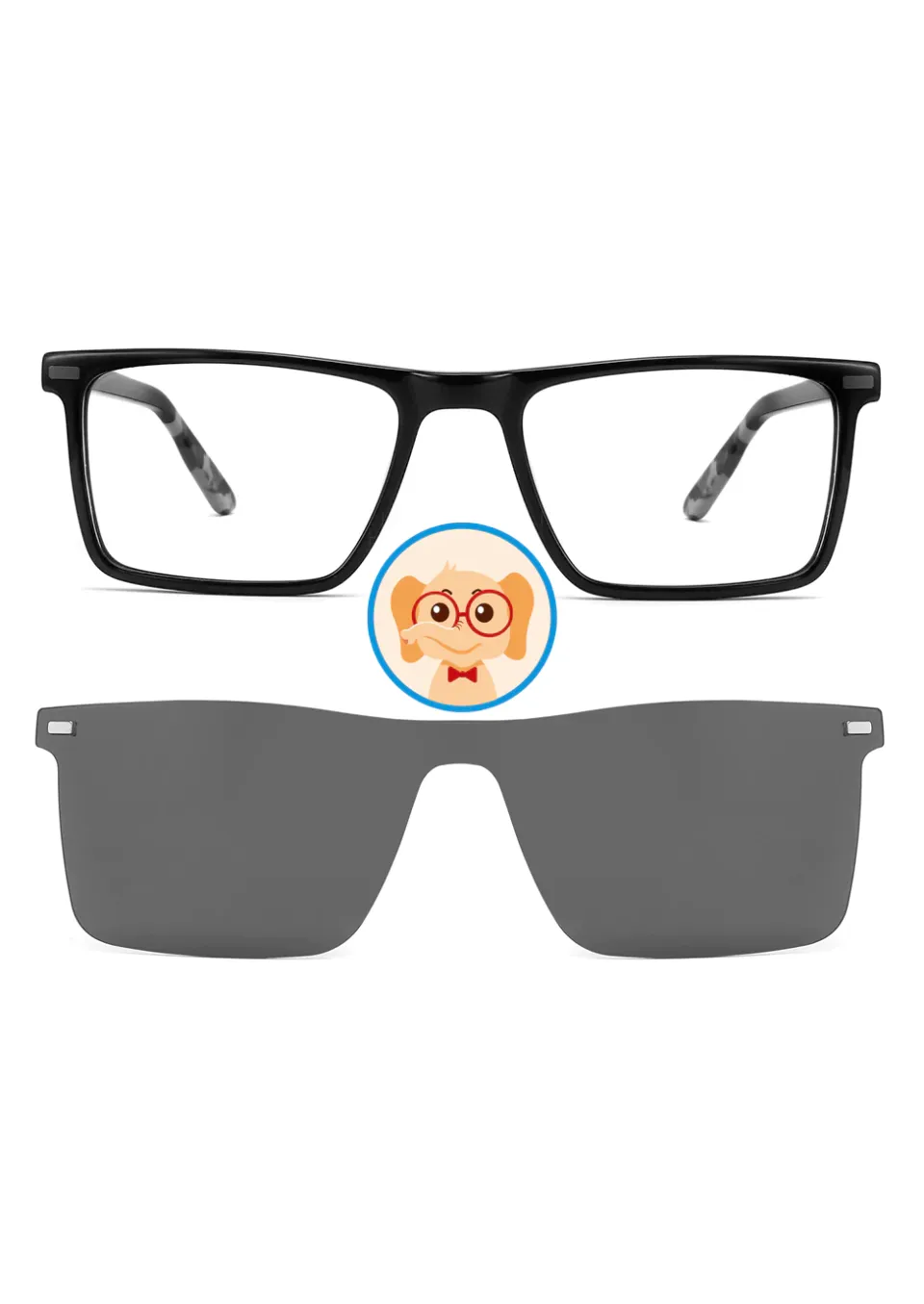 Ouyuan TAK9041 clip on occhiali ragazzo rettangolare mimetico