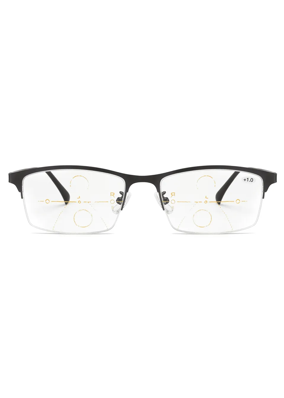 Ouyuan RG8202 Occhiali da Lettura Uomo Nero Mezza Montatura