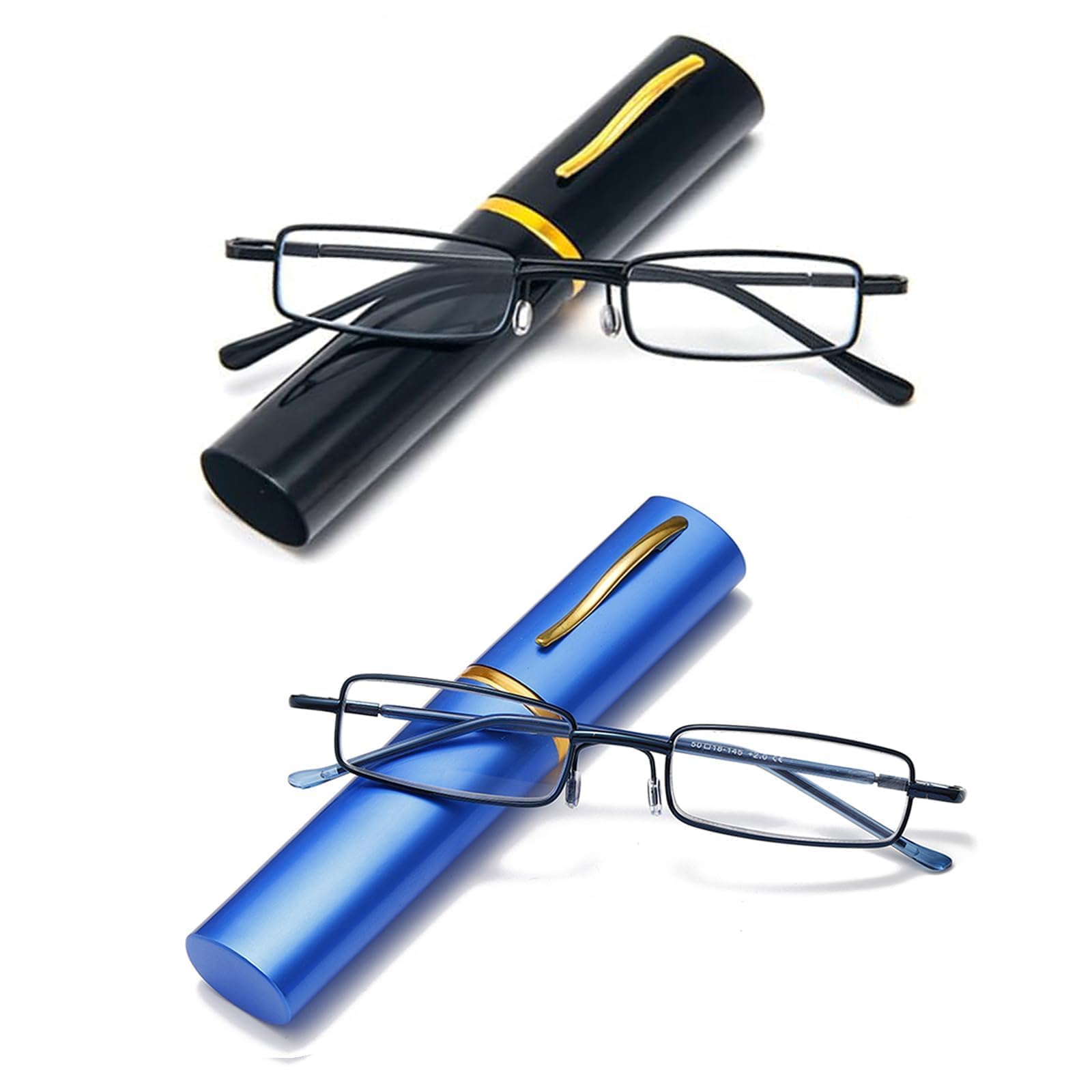 Hubeye Metal Square Occhiali Lettura 1,5 Metallo 2 Paia Anti Blu