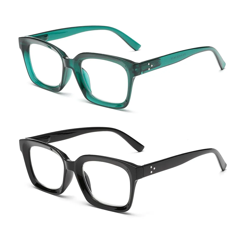 Hubeye Retro Oversized occhiali lettura +2.00 nero verde luce blu