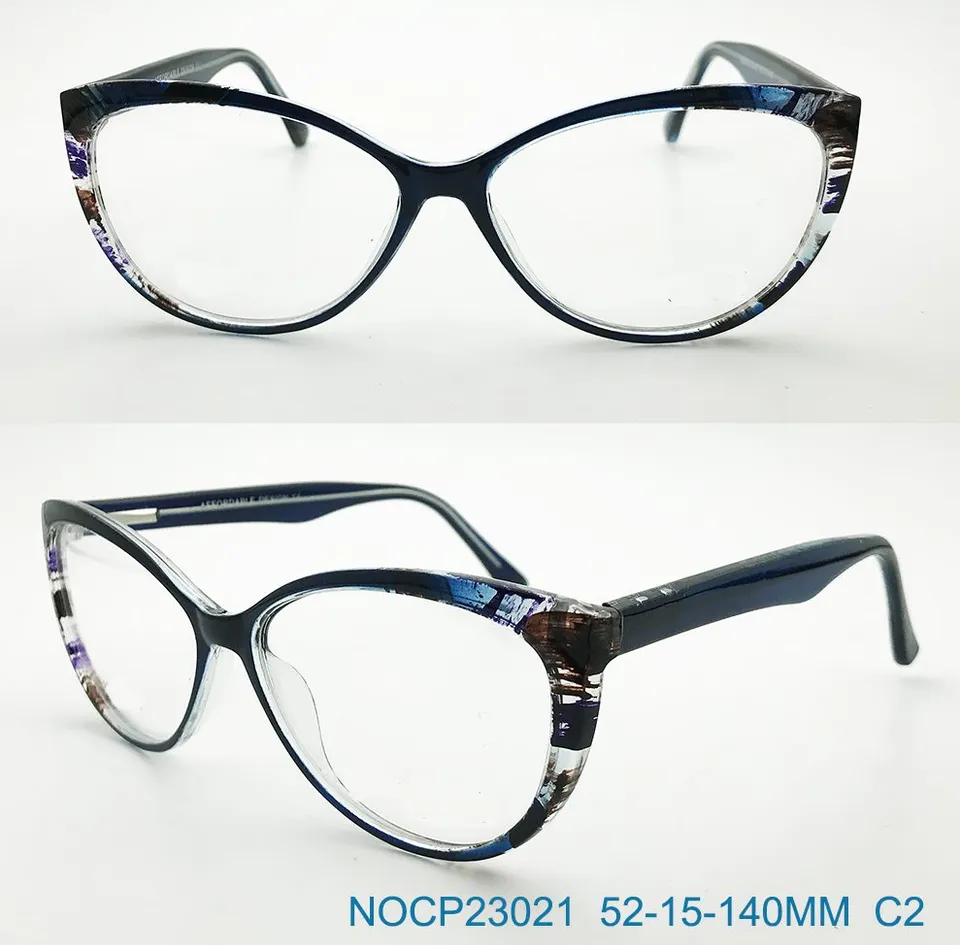 Ouyuan Glasses Frames NOCP23021 montatura vista cat-eye nera graffiti