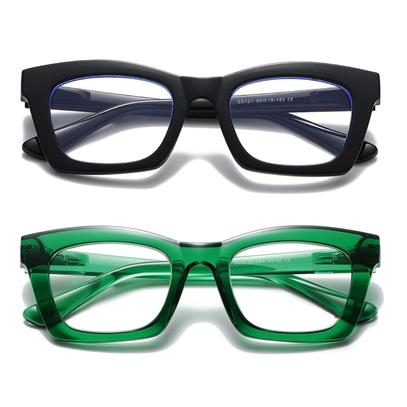 Hubeye Retro Oversized occhiali lettura +2.50 nero verde luce blu