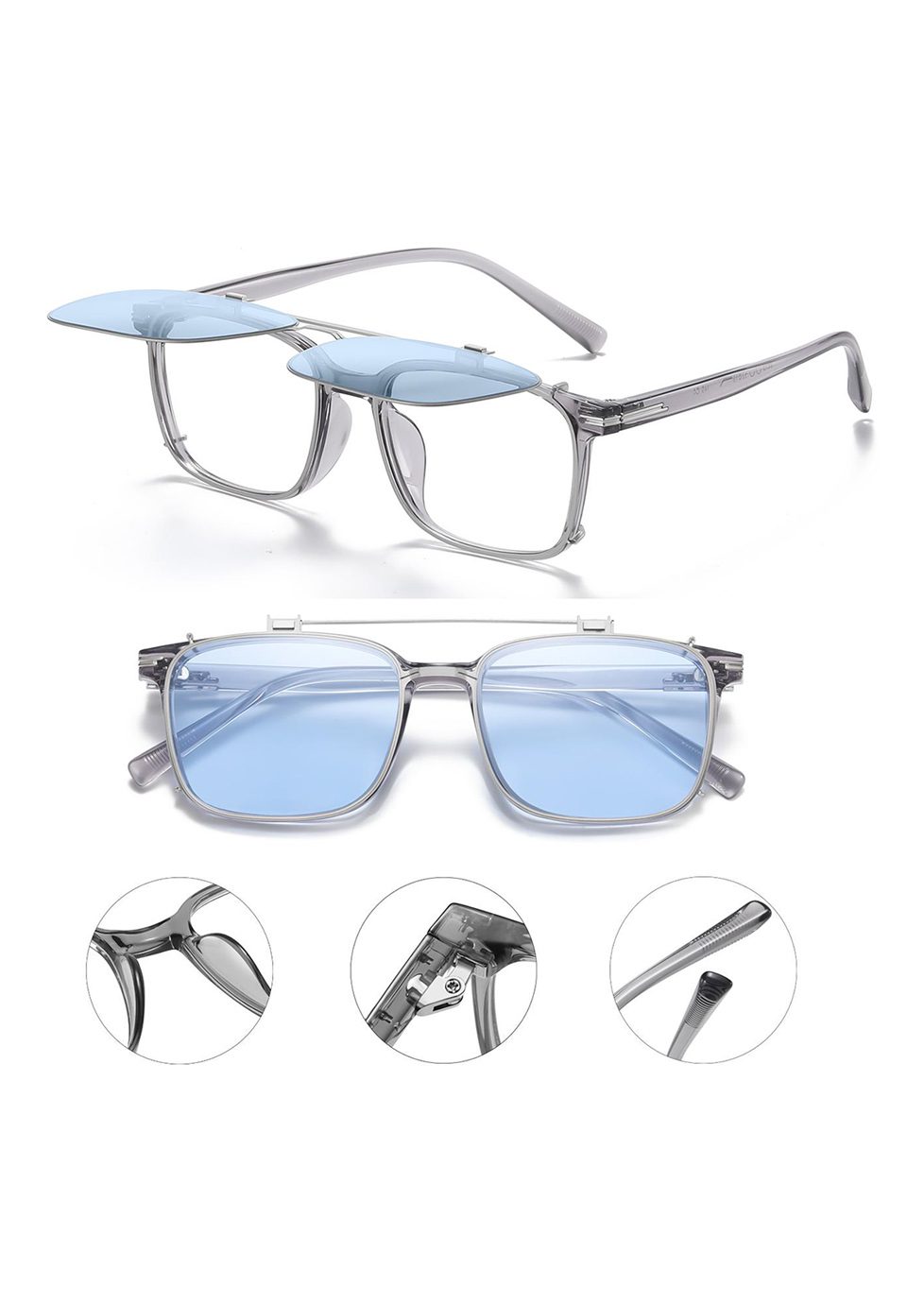 Ouyuan Clip Ons 6042F clip-on occhiali nero opaco polarizzati