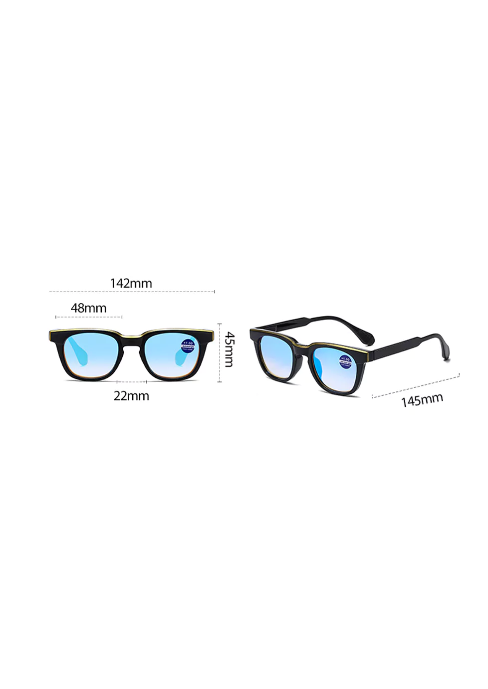 Ouyuan 3020369 occhiali lettura wayfarer luce blu nero