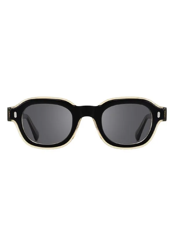 Ouyuan 2196S occhiali da sole ovali acetato bicolore nero marrone