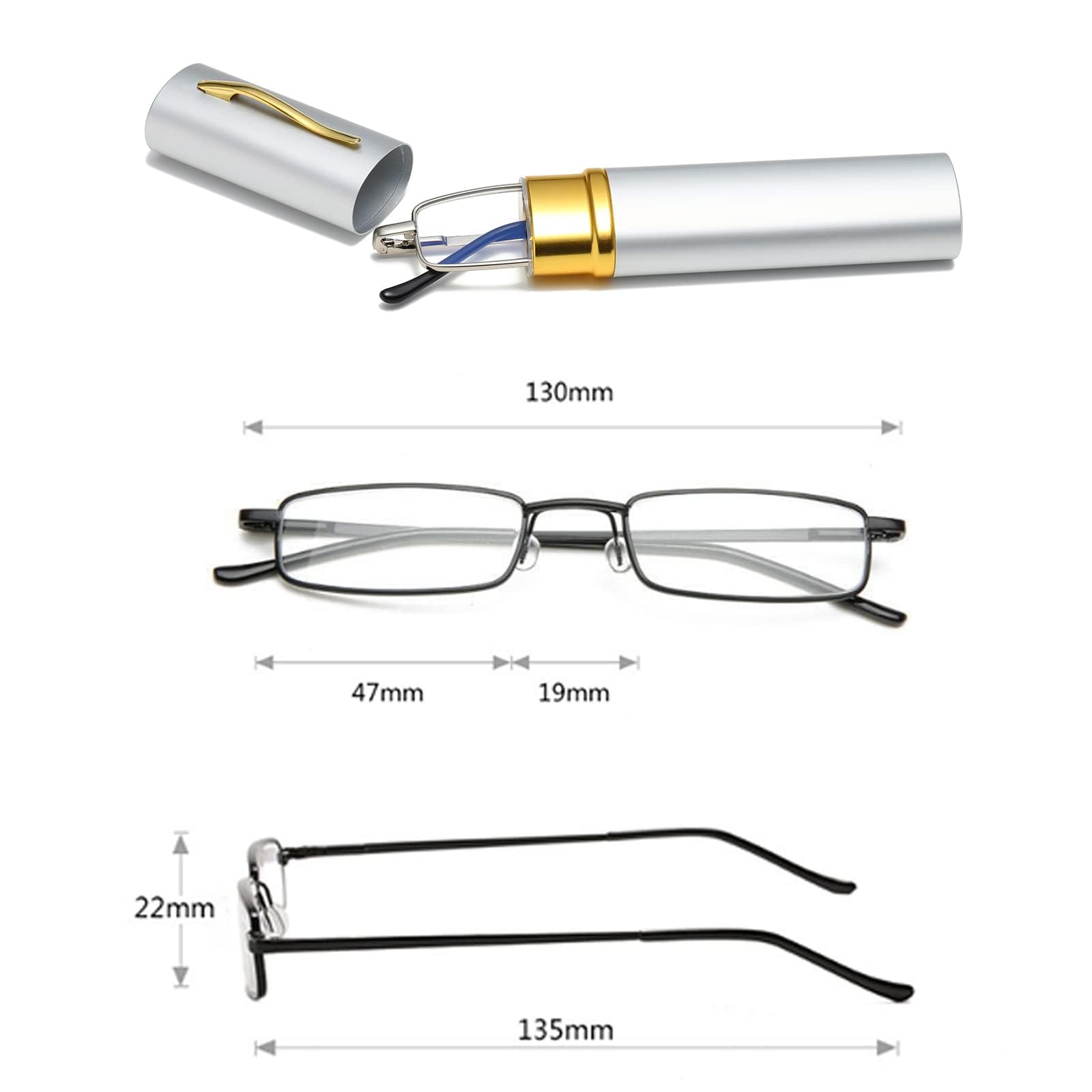 Hubeye Slim Pen Occhiali da Lettura Tubo 3.5 Anti Luce Blu