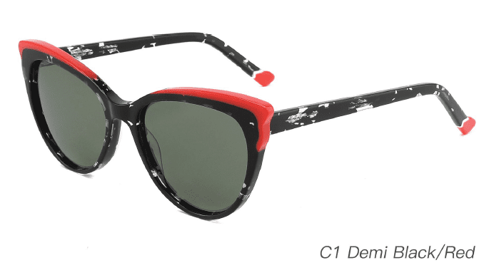 Ouyuan AS00005 occhiali da sole donna cat eye acetato colorato