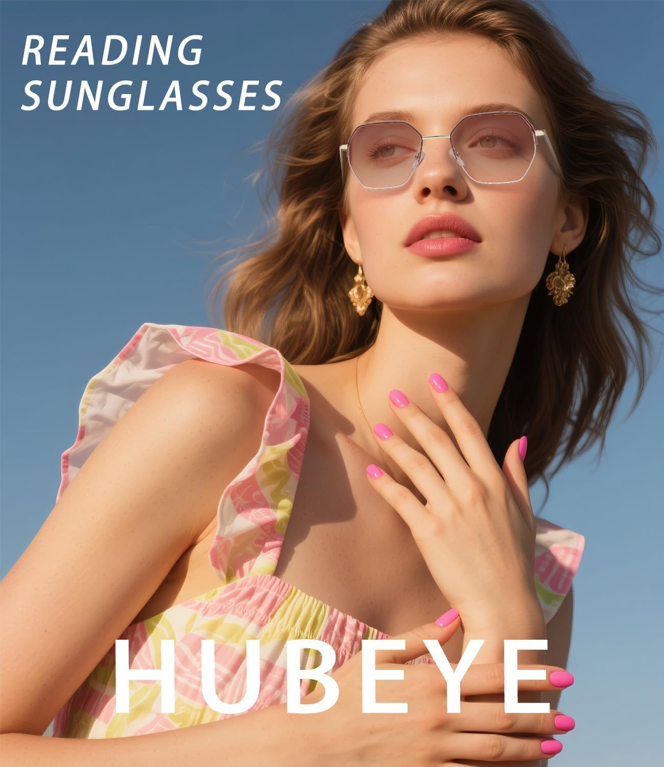 Hubeye Metal Square Occhiali Lettura Sole 1.0 Donna