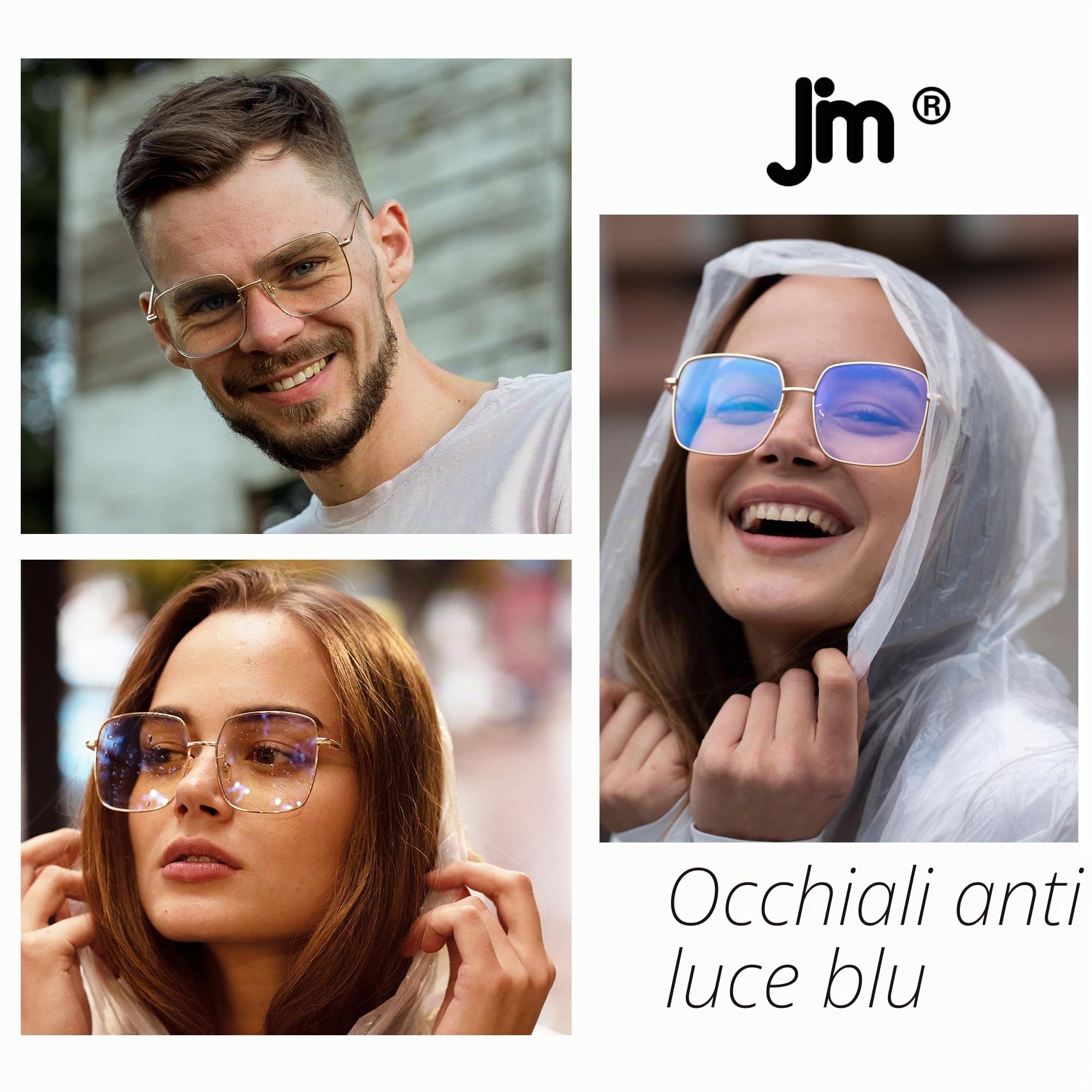 JM Occhiali Luce Blu 58x52mm occhiali computer nero