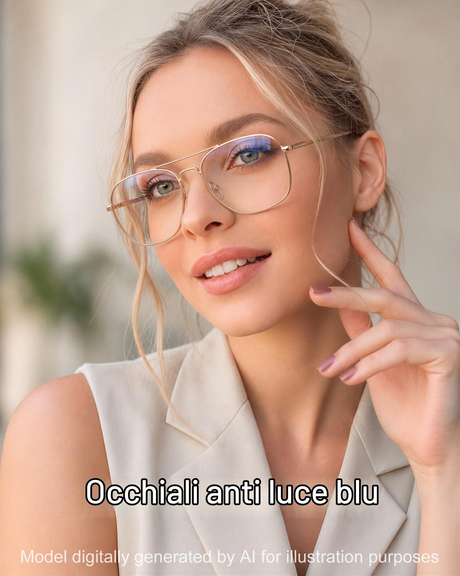 JM Occhiali Luce Blu Antiriflesso Dorata Schermo PC