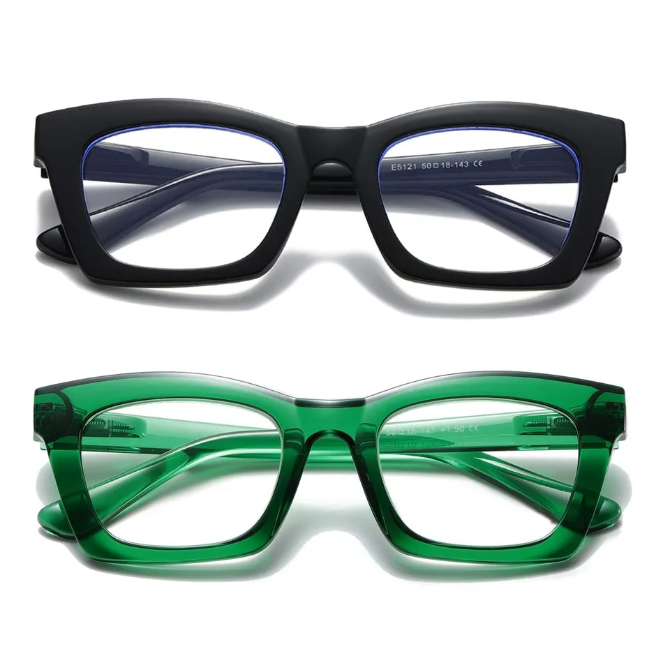 Hubeye Retro Oversized occhiali lettura +2.50 nero verde luce blu