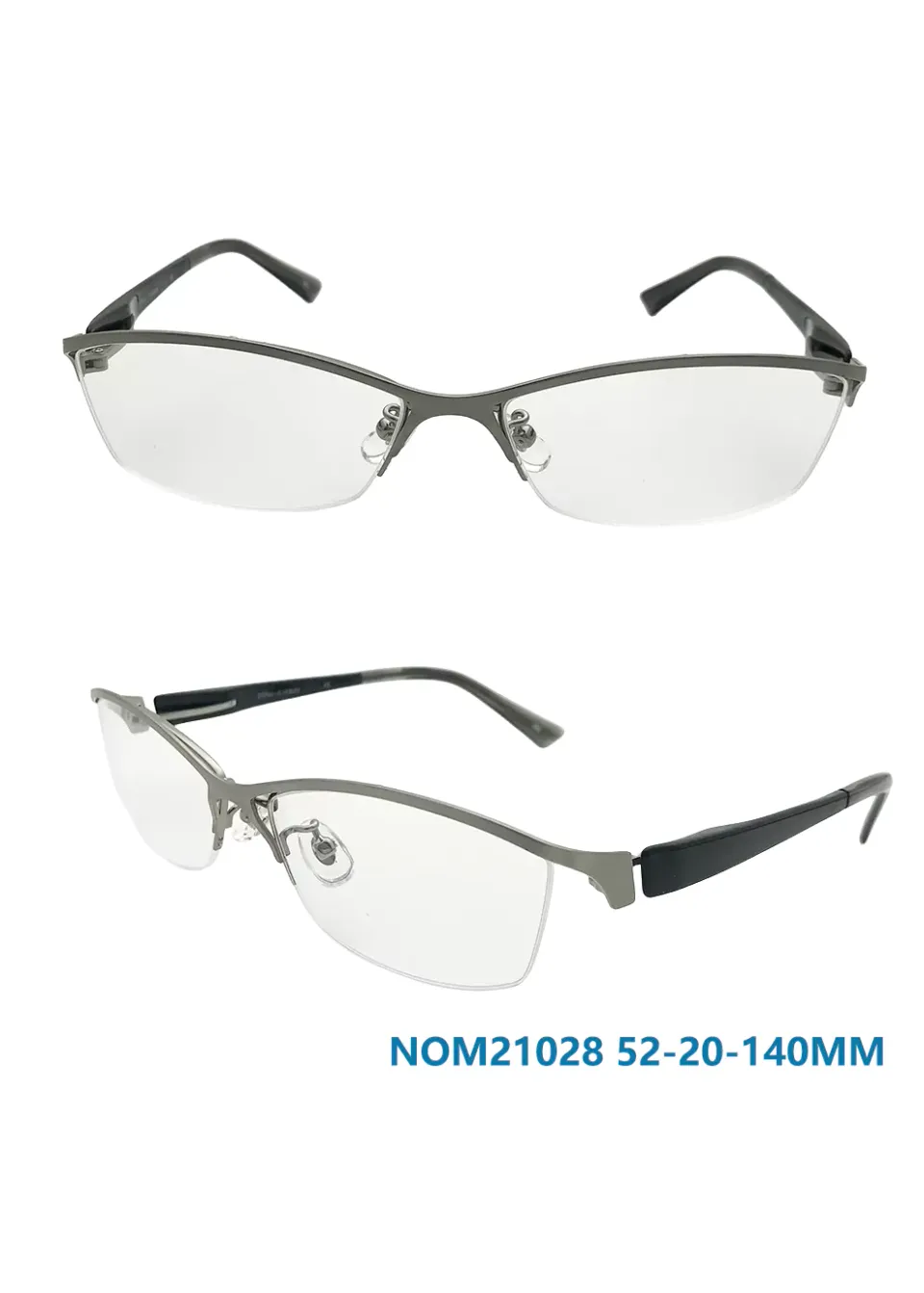 Ouyuan NOM21028 montatura vista semi-rimless acciaio grigia