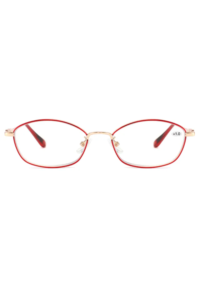 Ouyuan 8102 occhiali lettura donna anti luce blu rossi