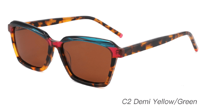 Ouyuan AS00002 occhiali sole donna quadrati multicolore