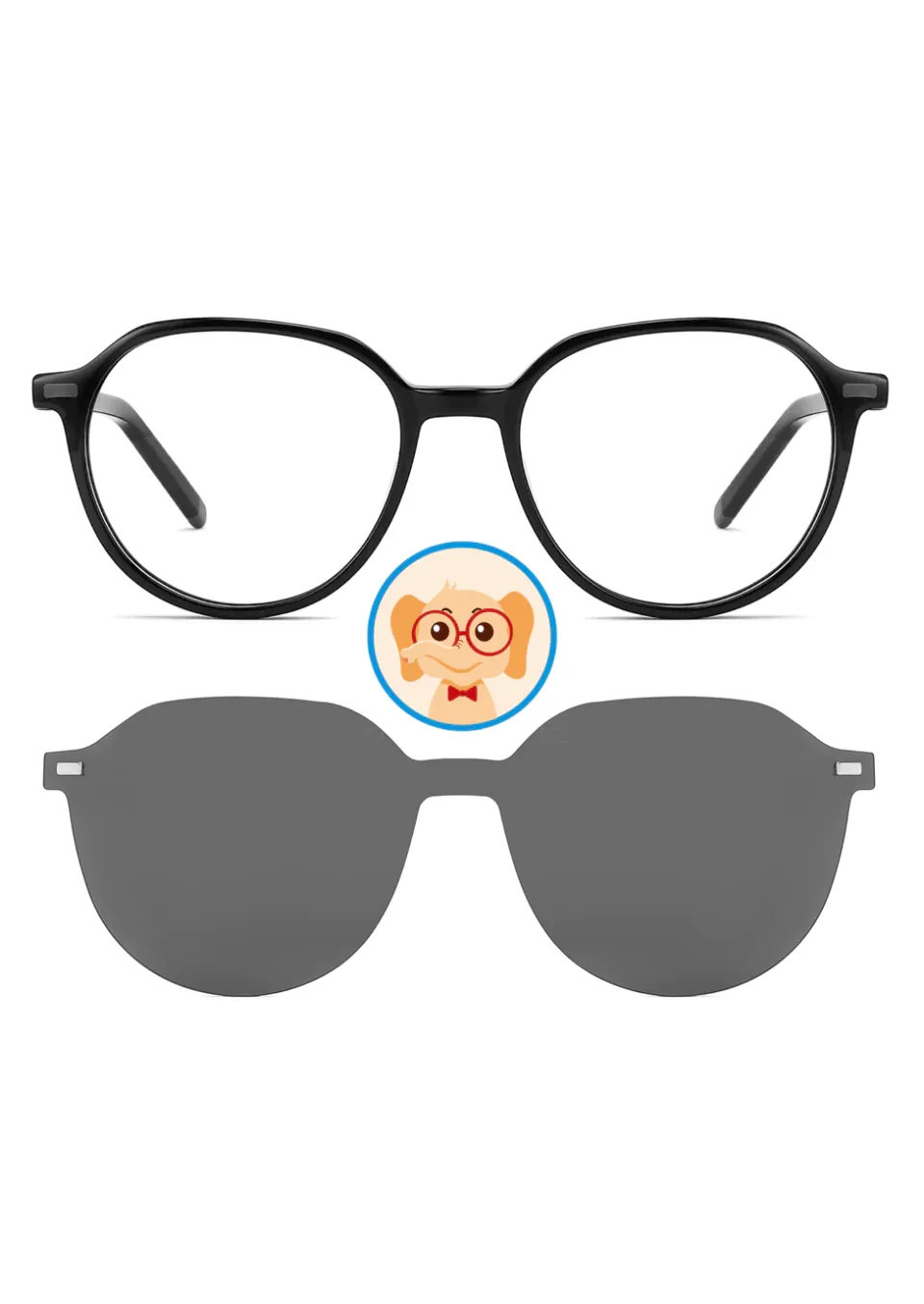 Ouyuan TAK9043 clip on occhiali bambini rotondi acetato