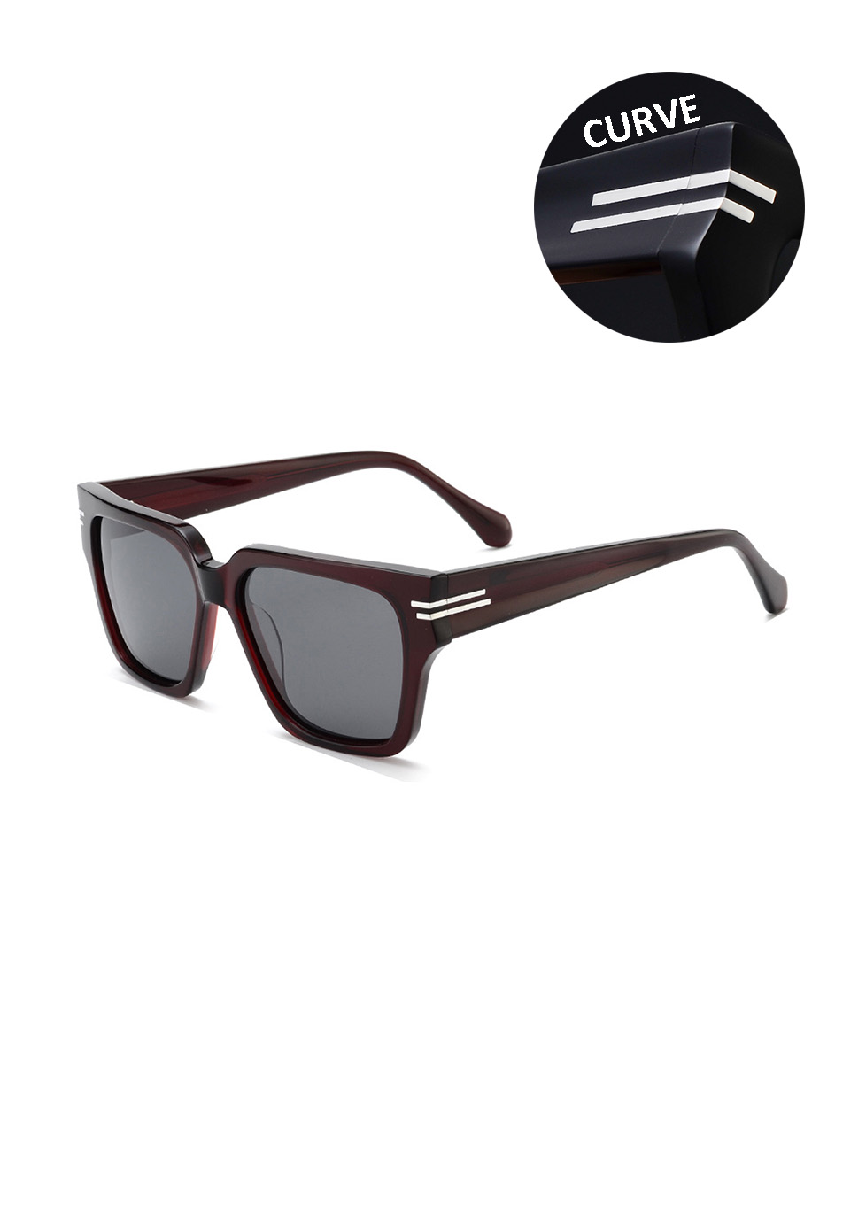 Ouyuan 006204 occhiali sole quadrati acetato nero polarizzati