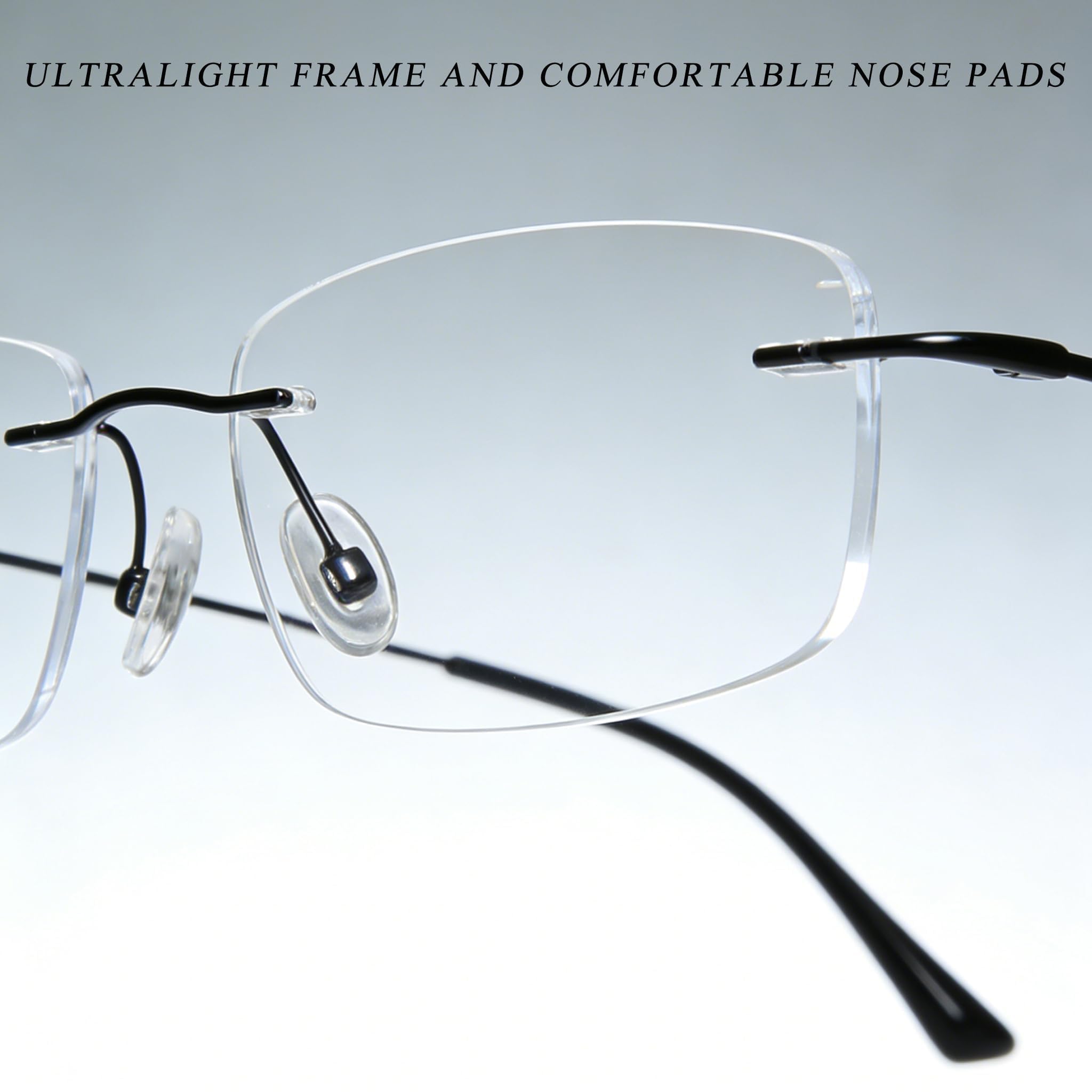 Hubeye Frameless Occhiali da Lettura 2.0 Titanio Senza Montatura